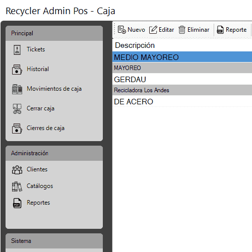 Recycler Admin Pos Sistema Punto Compra Venta Recicladora Chatarrera